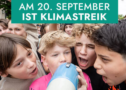 Kinder mit Megafon beim Klimastreik am 20. September