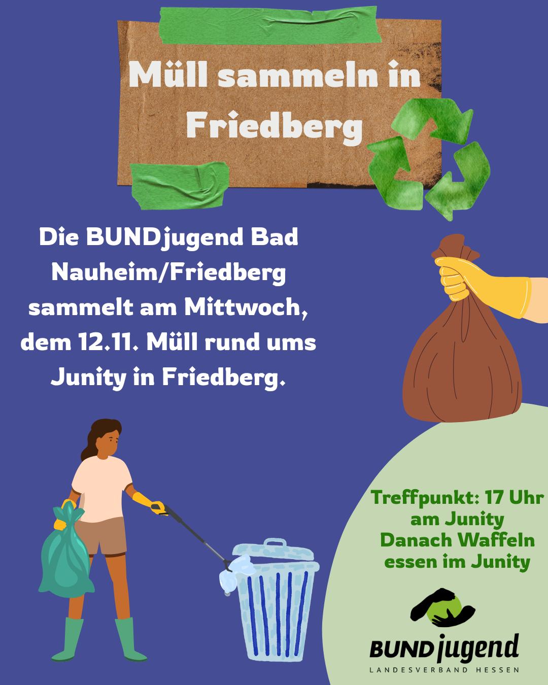 Müllsammelaktion in Friedberg am 12.11. von BUNDjugend Bad Nauheim/Friedberg.