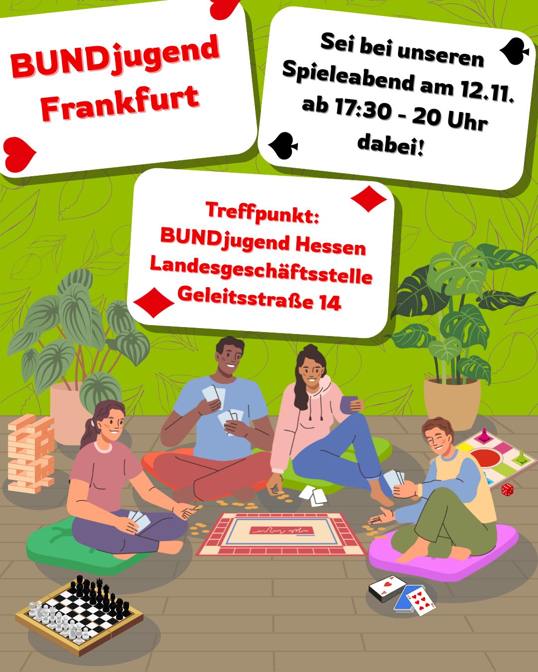 BUNDjugend Spieleabend in Frankfurt, 12.11., 17:30 Uhr.
